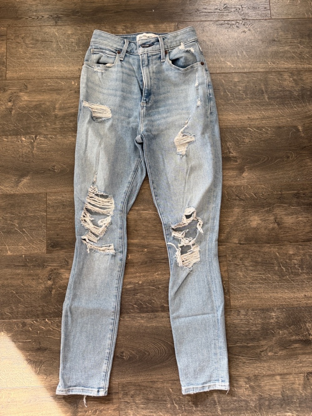 Abercrombie & Fitch Light Blue Distressed Skinny Jeans
